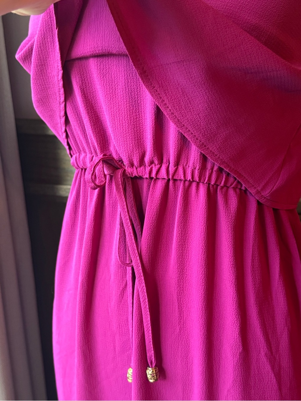 Fuchsia High-Low Spaghetti Strap Maxi Dress with Drawstring Waist small nwt - Picture 6 of 8